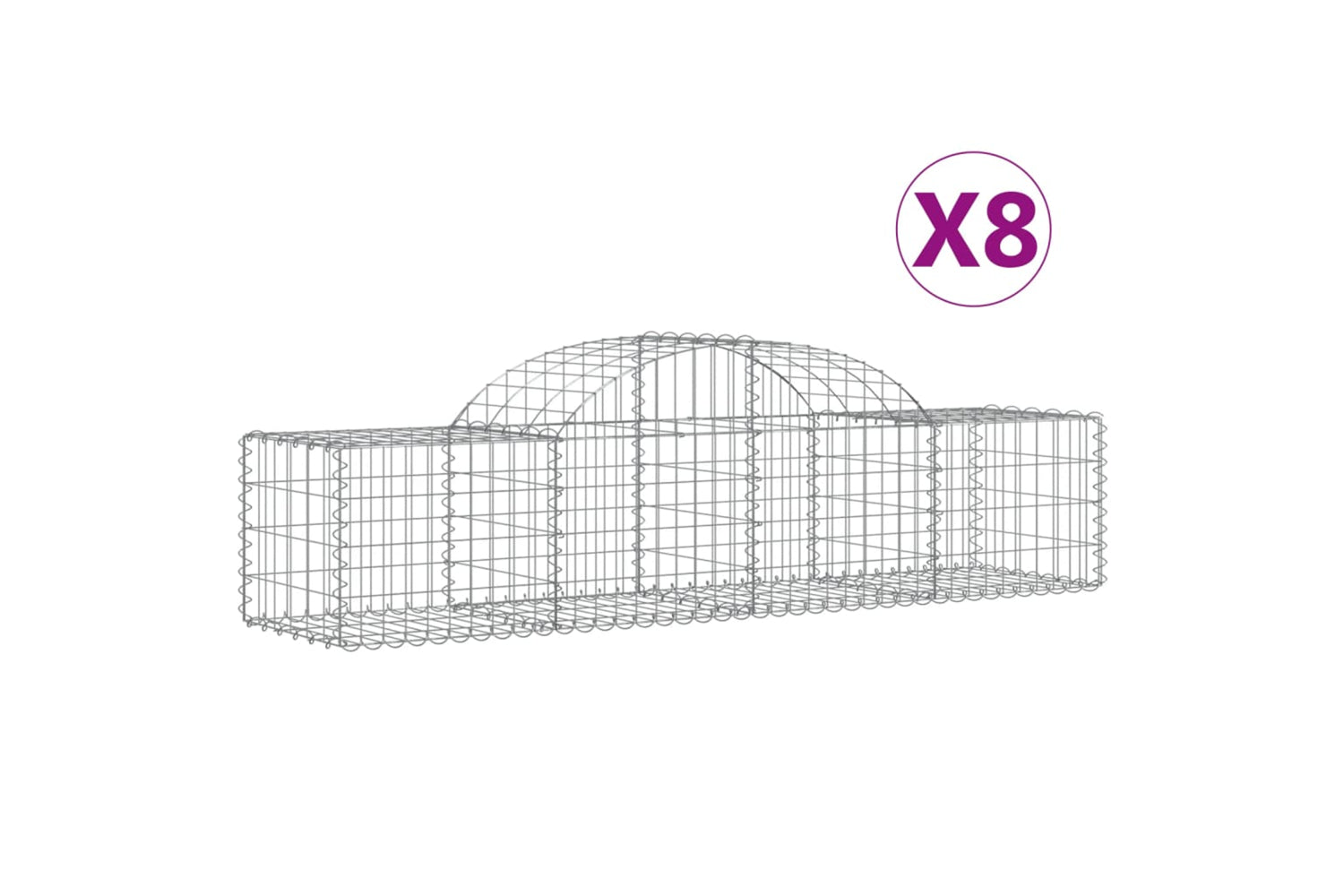 vidaXL 3146263 Arched Gabion Baskets 8 Pcs 200x50x40/60cm Galvanised Iron