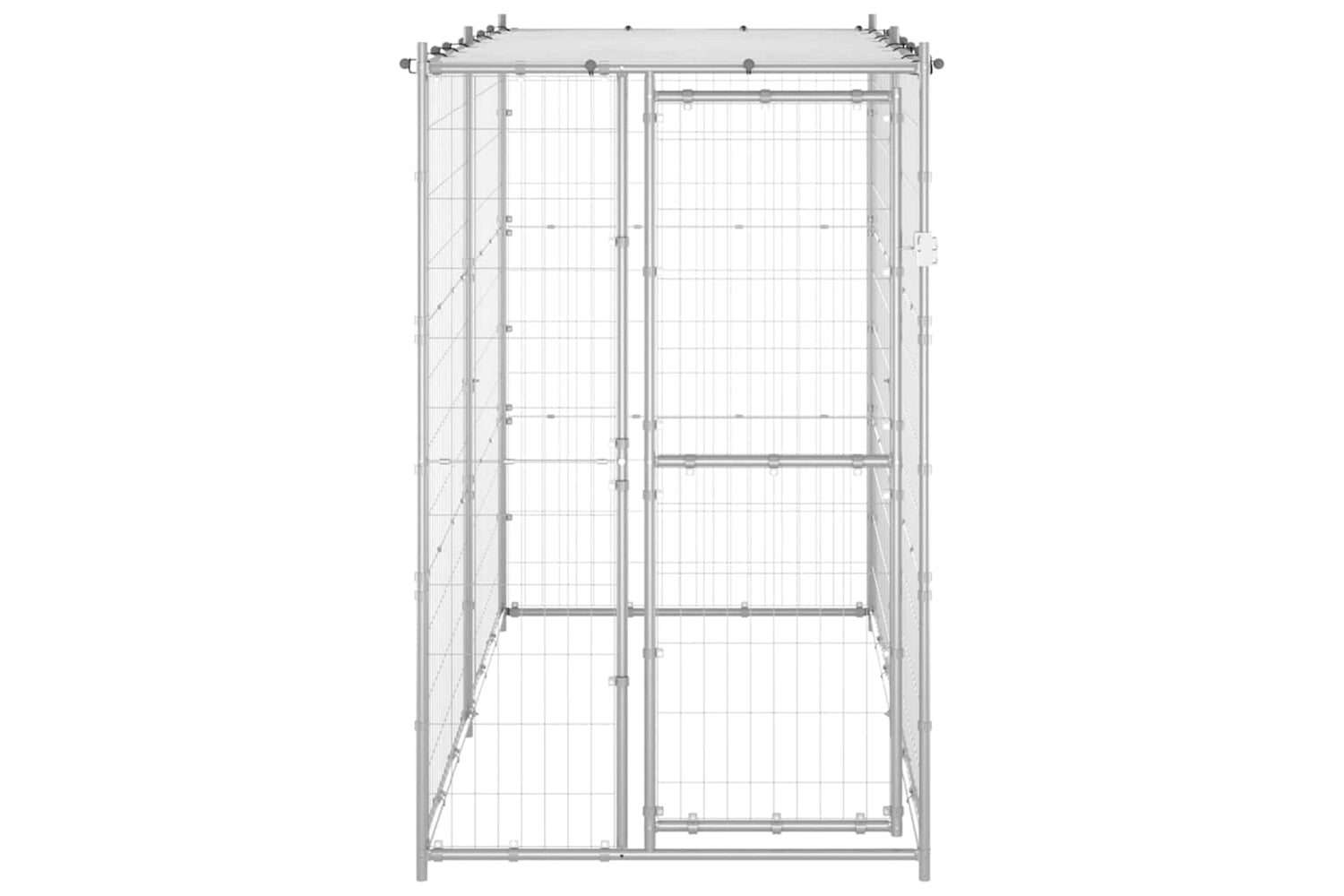 Vidaxl Outdoor Dog Kennel Galvanised Steel With Roof 110x220x180 Cm-2