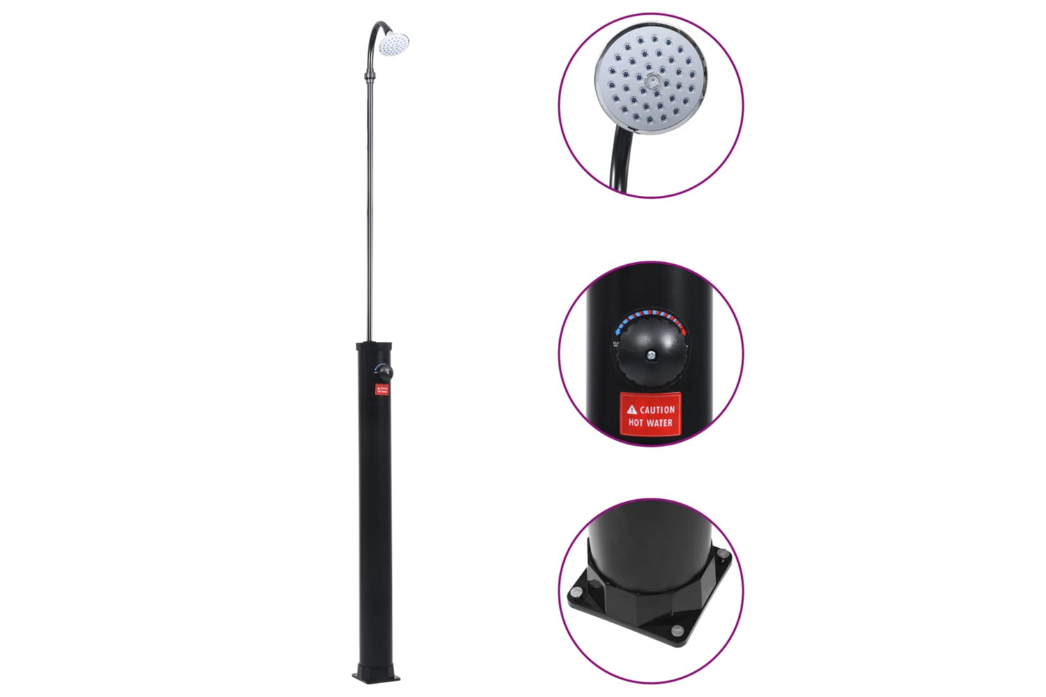 vidaXL 92295 Garden Solar Shower Black 215cm 8 L