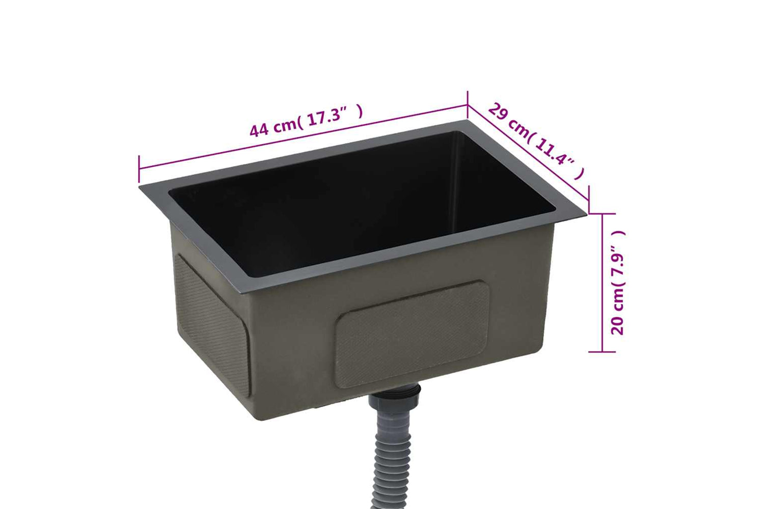 Vidaxl 145082 Handmade Kitchen Sink Black Stainless Steel-7