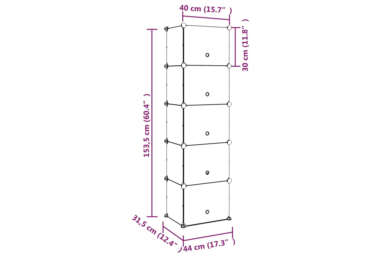 vidaXL 340562 Shoe Rack Transparent 44x31.5x153.5cm Pp-7