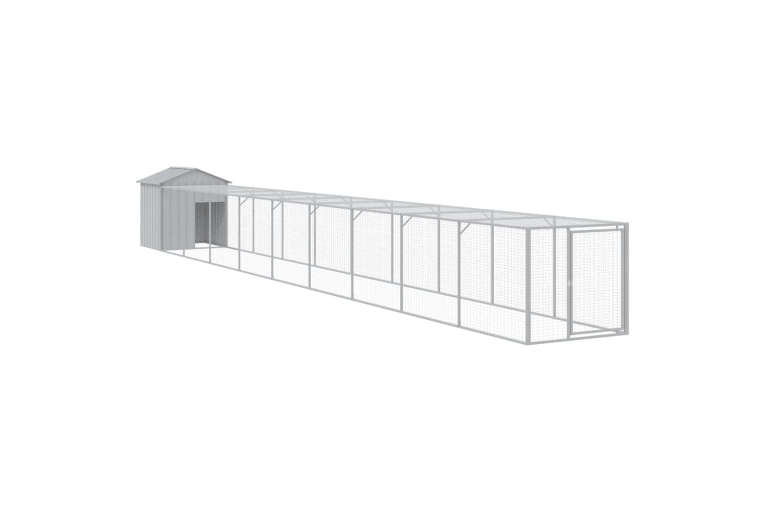 vidaXL 3189077 Chicken Cage With Run Light Grey 117x1017x123cm Galvanised Steel