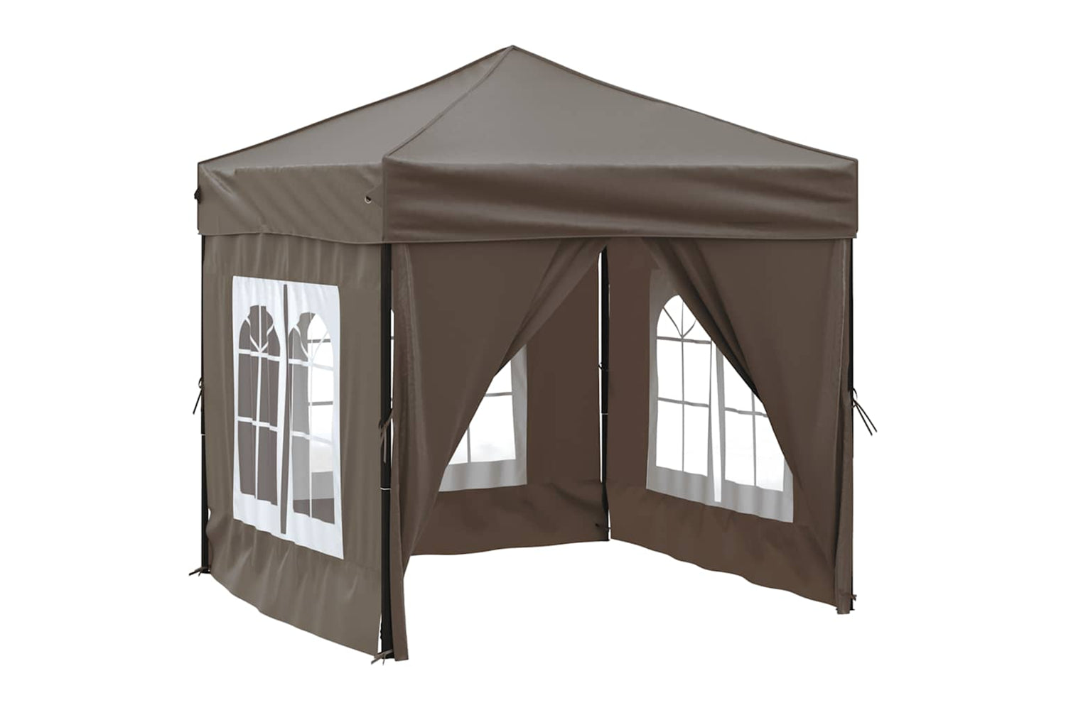 Vidaxl 93505 Folding Party Tent With Sidewalls Taupe 2x2 M