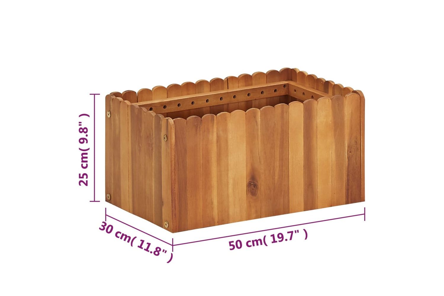 vidaXL 45917 Garden Raised Bed 50x30x25cm Solid Acacia Wood-6