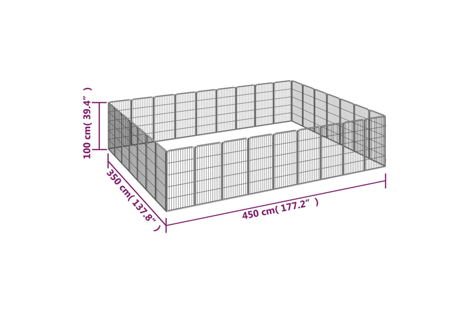 vidaXL 3115964 32-panel Dog Playpen Black 50x100cm Powder-coated Steel-7
