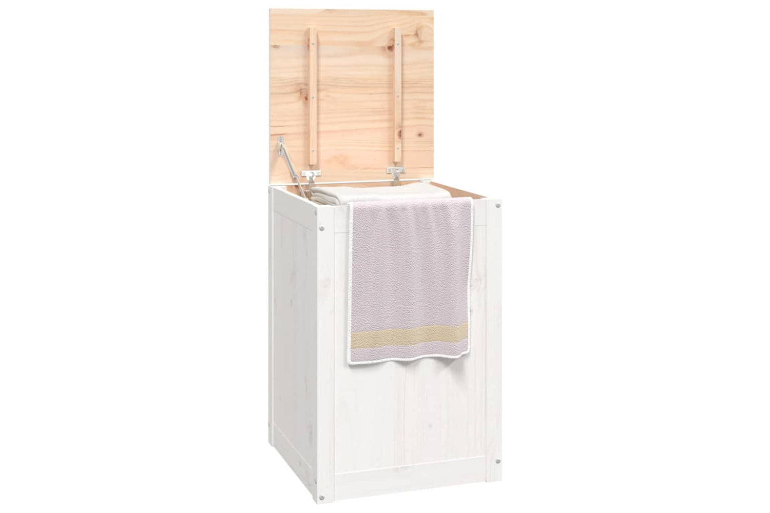 vidaXL 823565 Laundry Box White 44x44x66cm Solid Wood Pine-3
