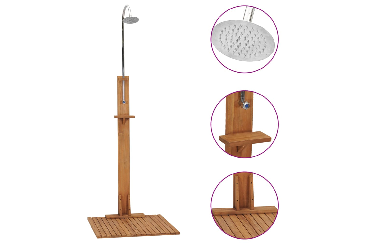 vidaXL 312276 Garden Shower 75x75x210cm Solid Teak Wood