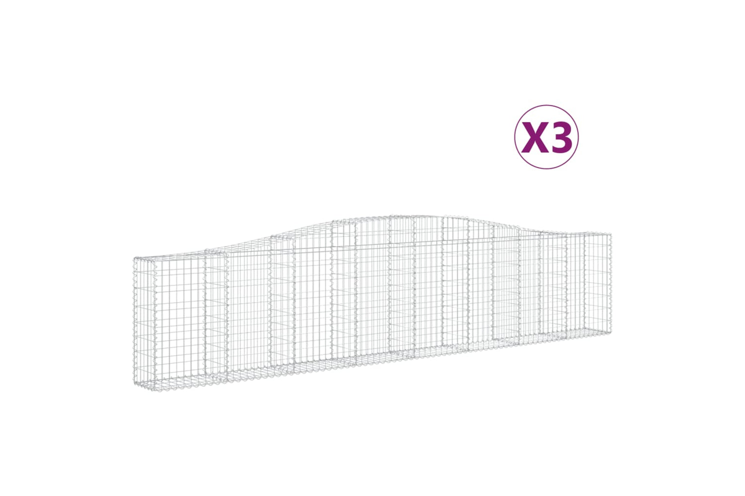 vidaXL 3145814 Arched Gabion Baskets 3 Pcs 400x30x80/100cm Galvanised Iron
