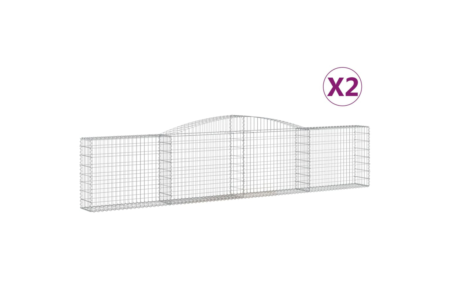 vidaXL 3146853 Arched Gabion Baskets 2 Pcs 400x30x80/100cm Galvanised Iron