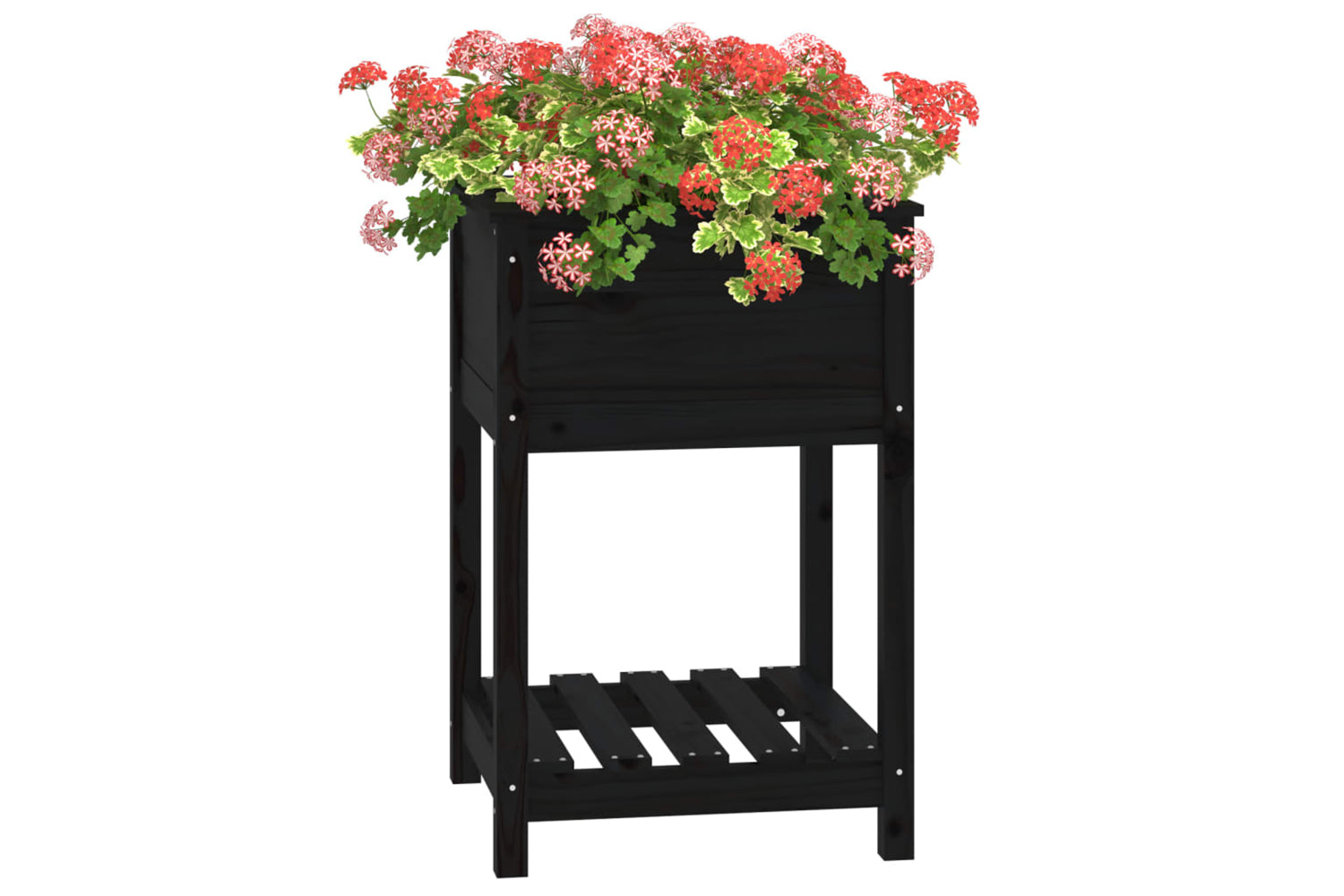 vidaXL 823777 Planter With Shelf Black 54x54x81cm Solid Wood Pine-3