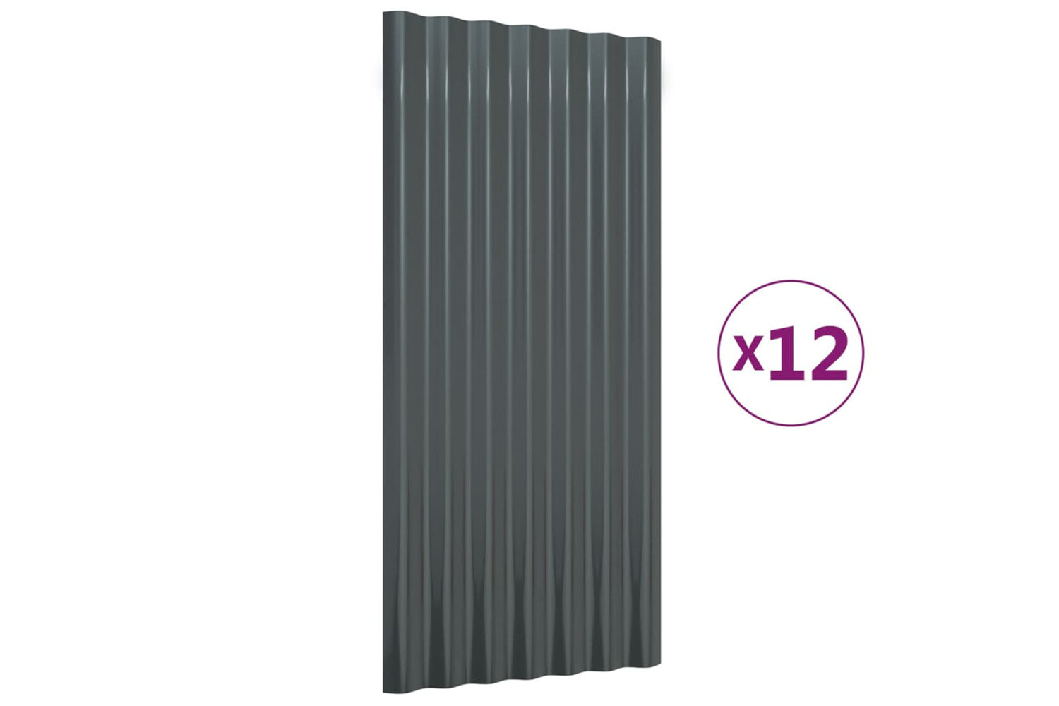 vidaXL 319136 Roof Panels 12 Pcs Powder-coated Steel Anthracite 80x36cm-2