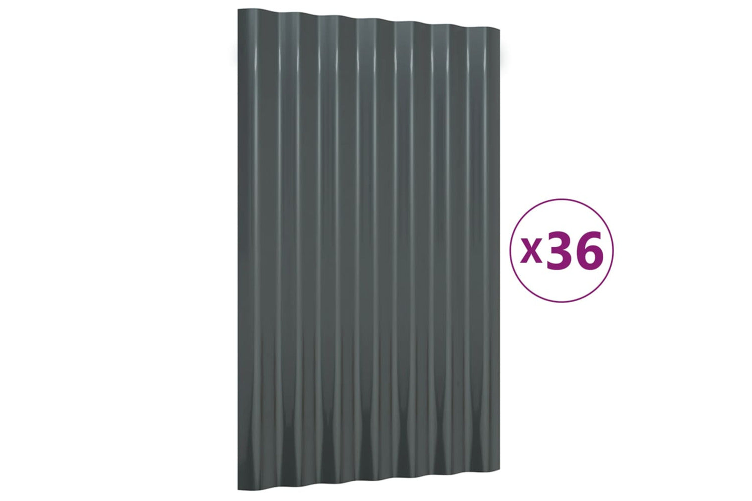 vidaXL 319131 Roof Panels 36 Pcs Powder-coated Steel Anthracite 60x36cm-2