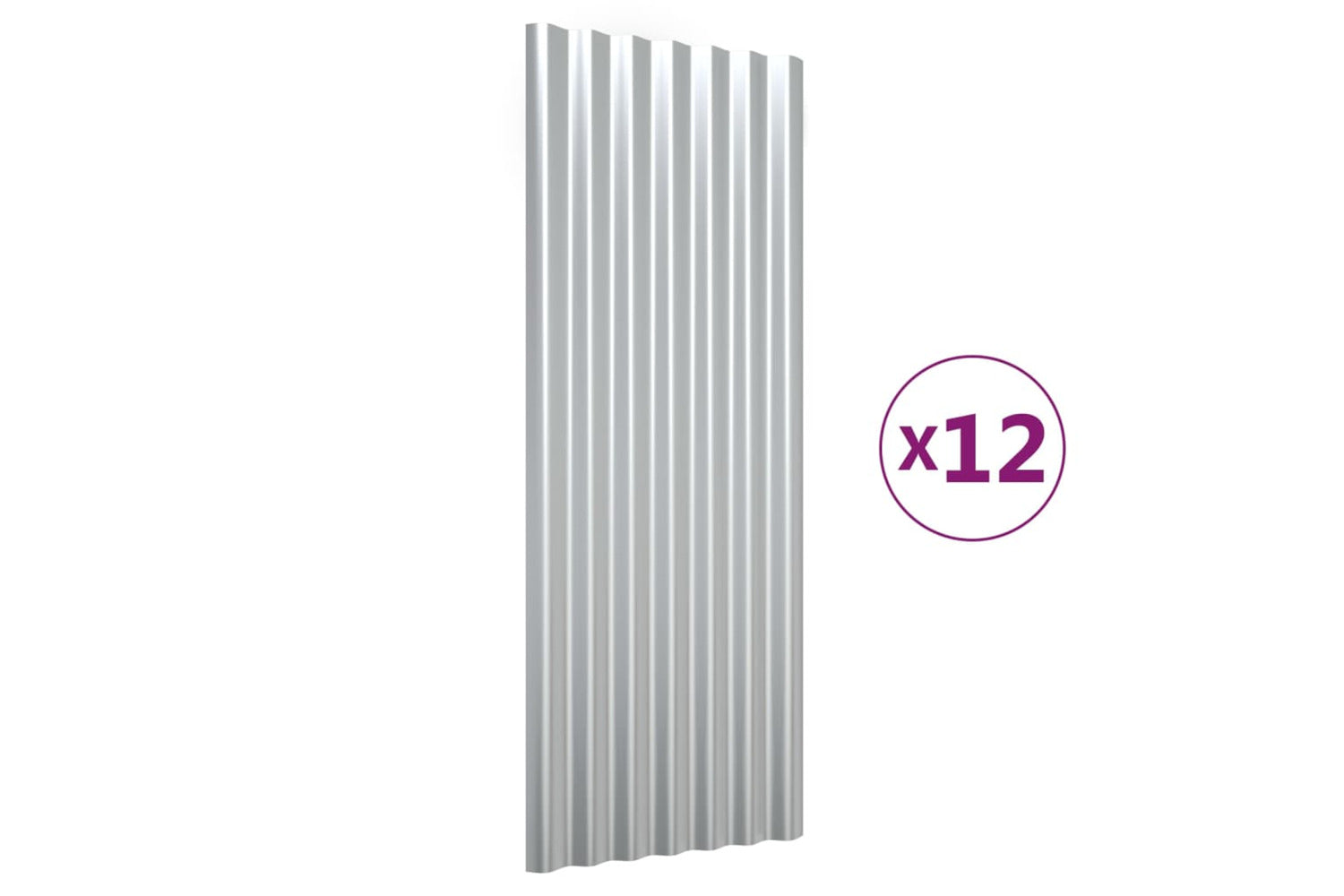 vidaXL 319146 Roof Panels 12 Pcs Powder-coated Steel Silver 100x36cm-2