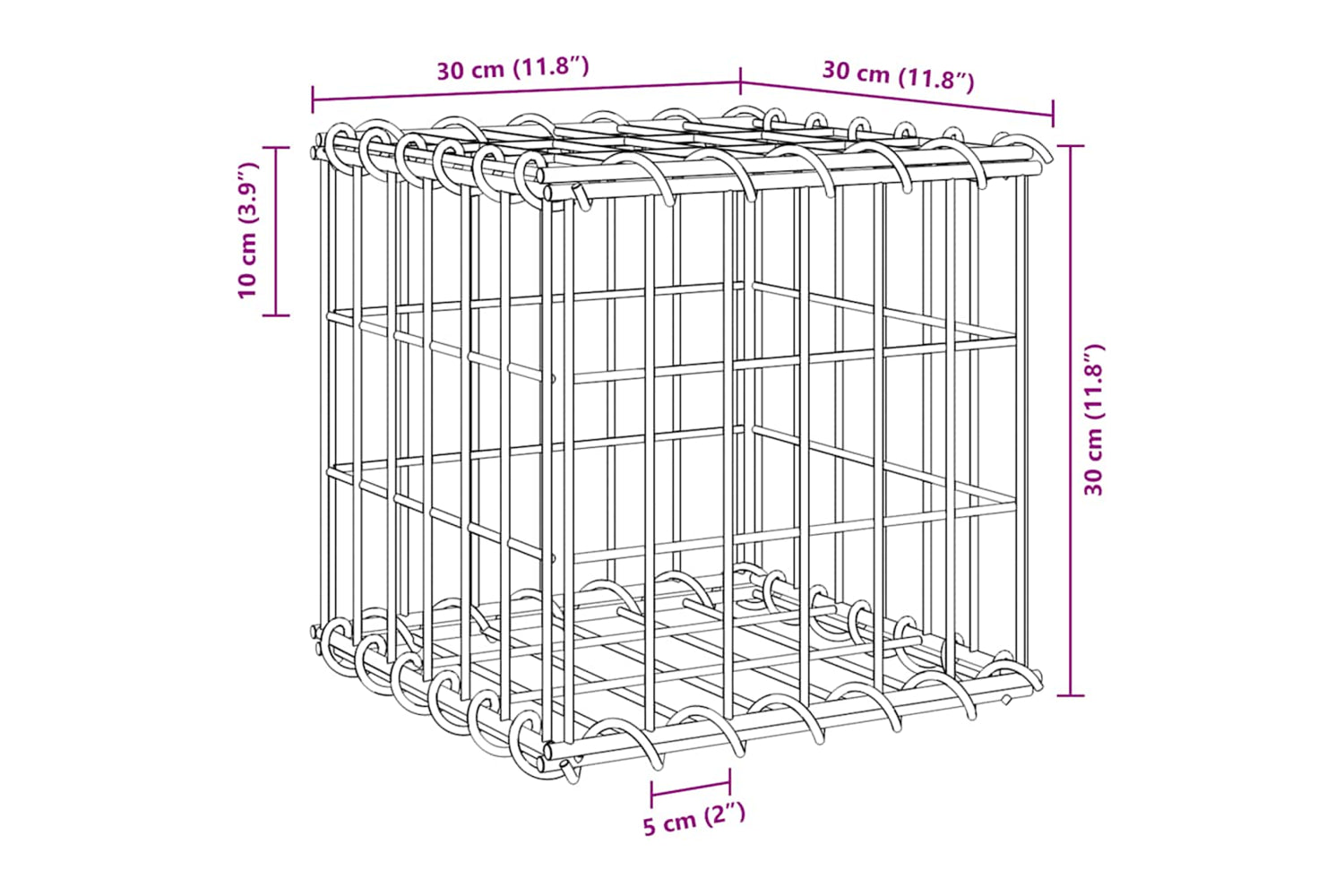 vidaXL 145648 Cube Gabion Raised Bed Steel Wire 30x30x30cm-5