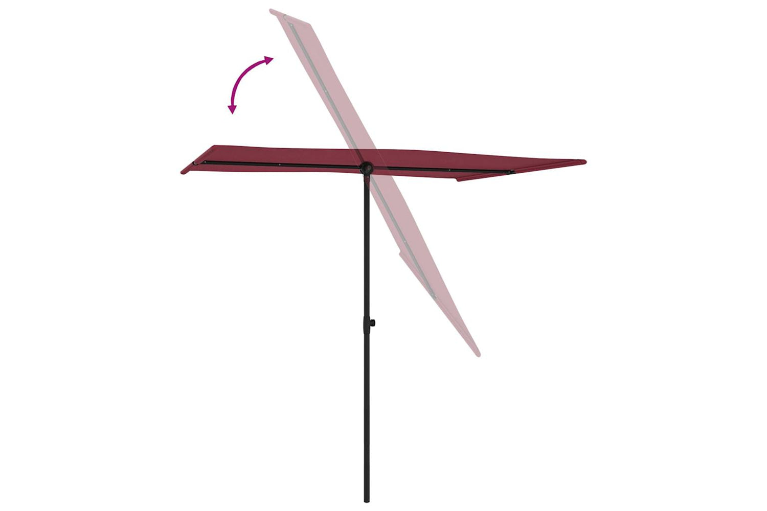 Vidaxl 47340 Outdoor Parasol With Aluminium Pole 2x1.5 M Bordeaux Red-5