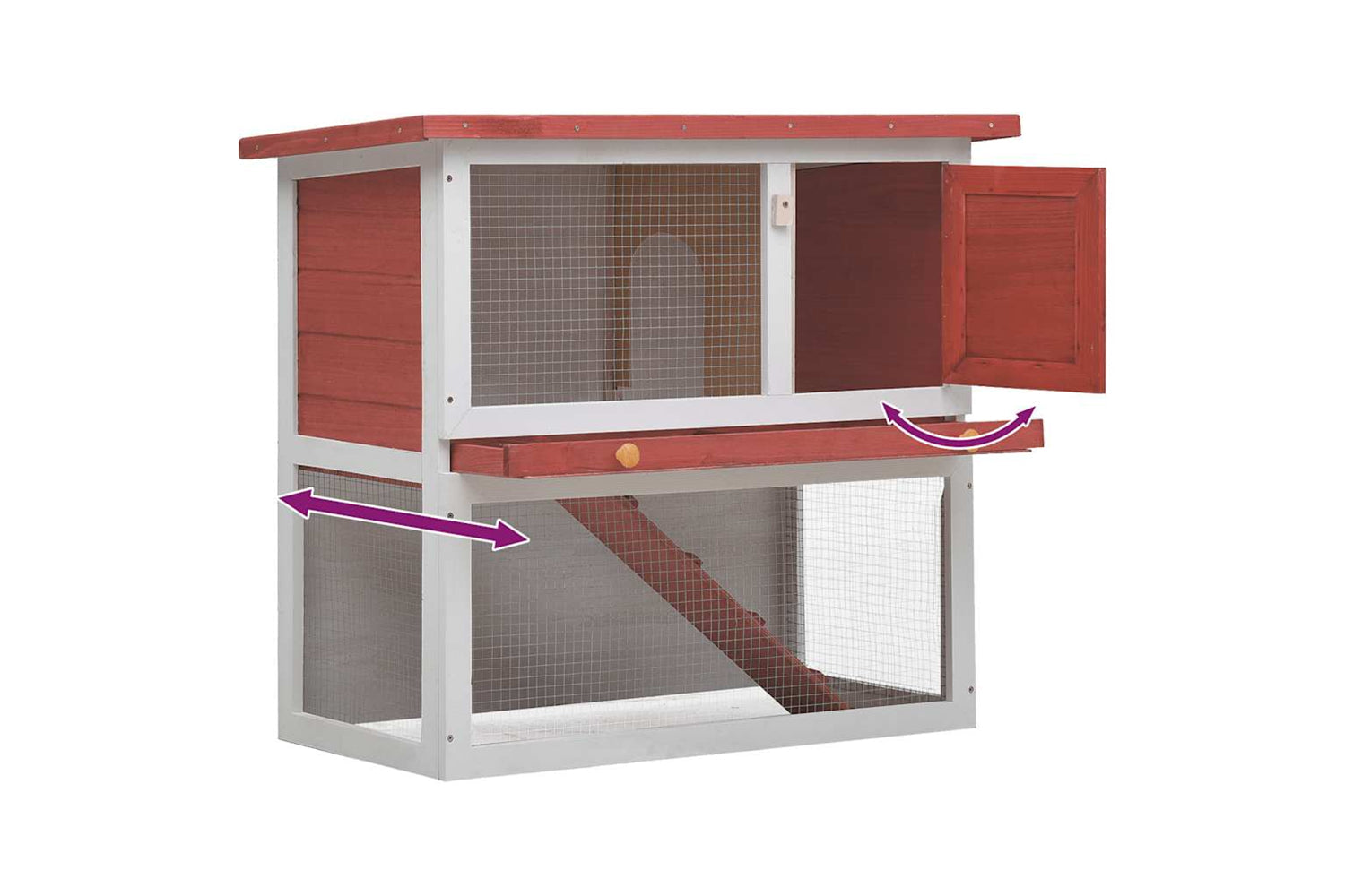 Vidaxl 170833 Outdoor Rabbit Hutch 1 Door Red Wood-5
