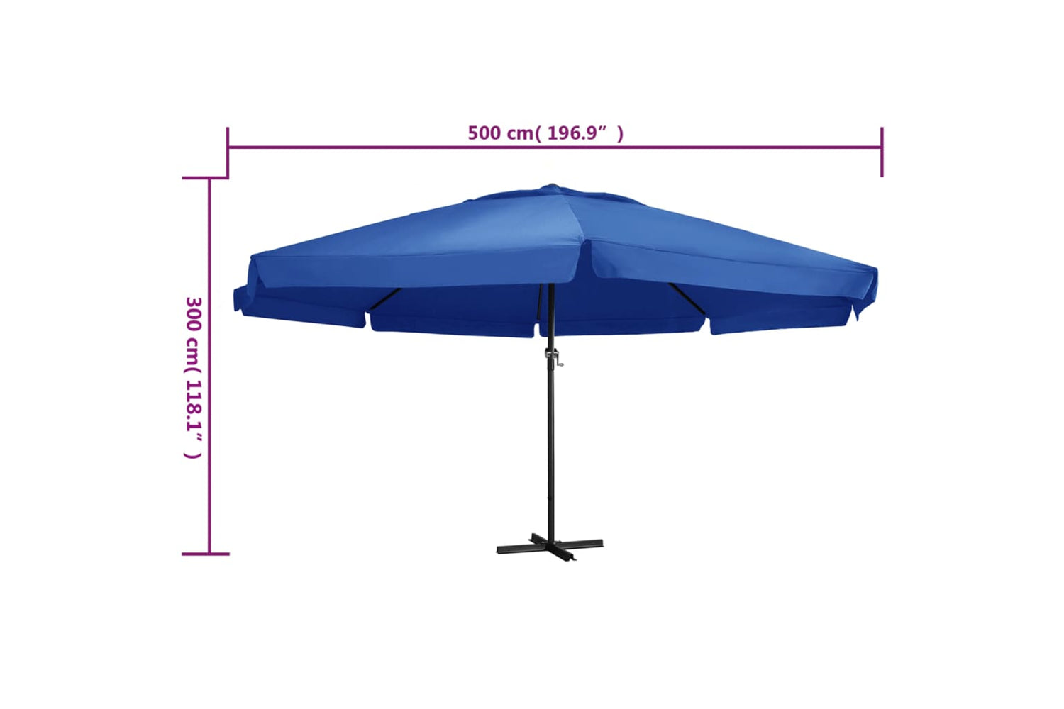 vidaXL 47369 Outdoor Parasol With Aluminium Pole 500cm Azure Blue-6