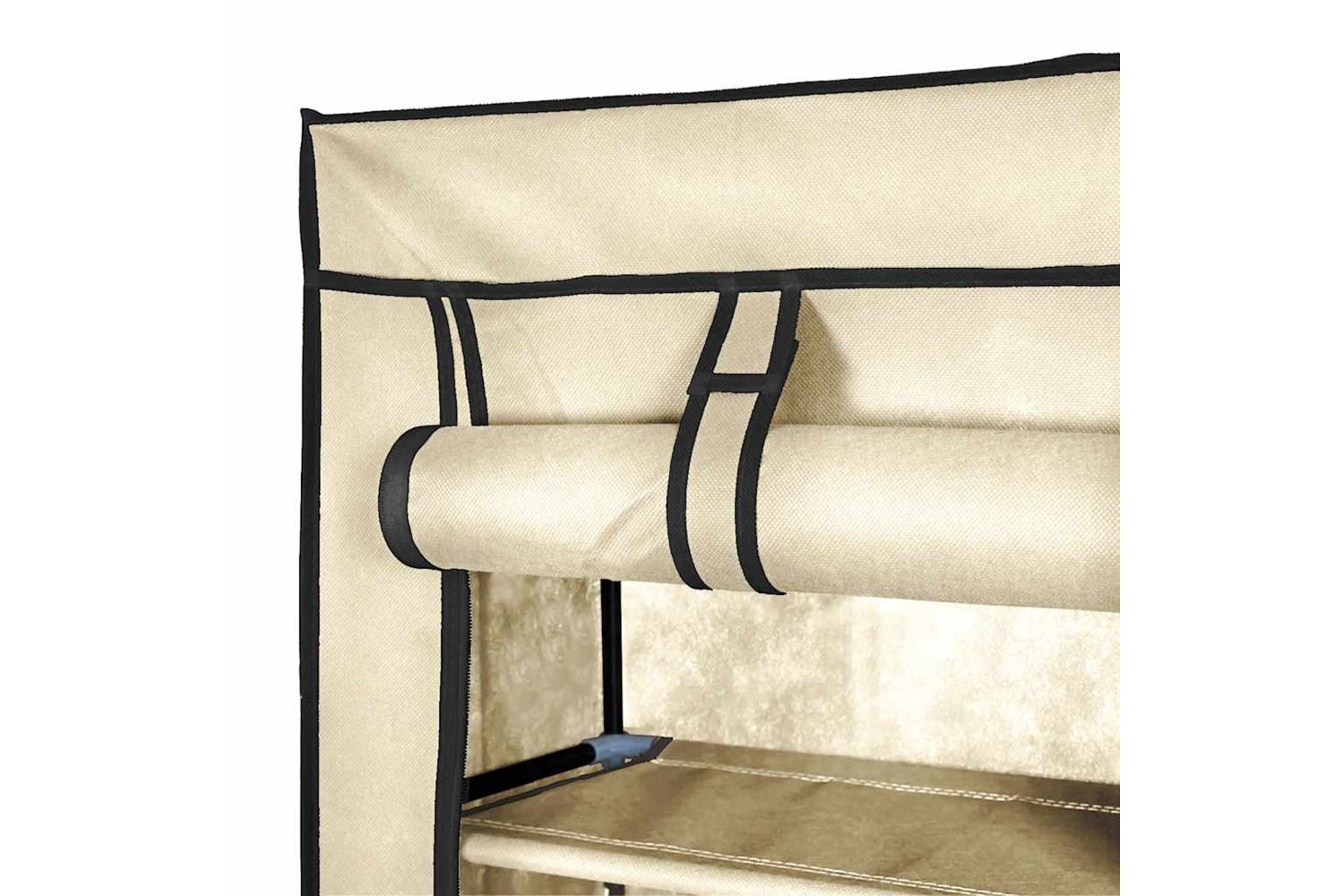 vidaXL 282431 Shoe Cabinet With Cover Cream 57x29x162cm Fabric-6