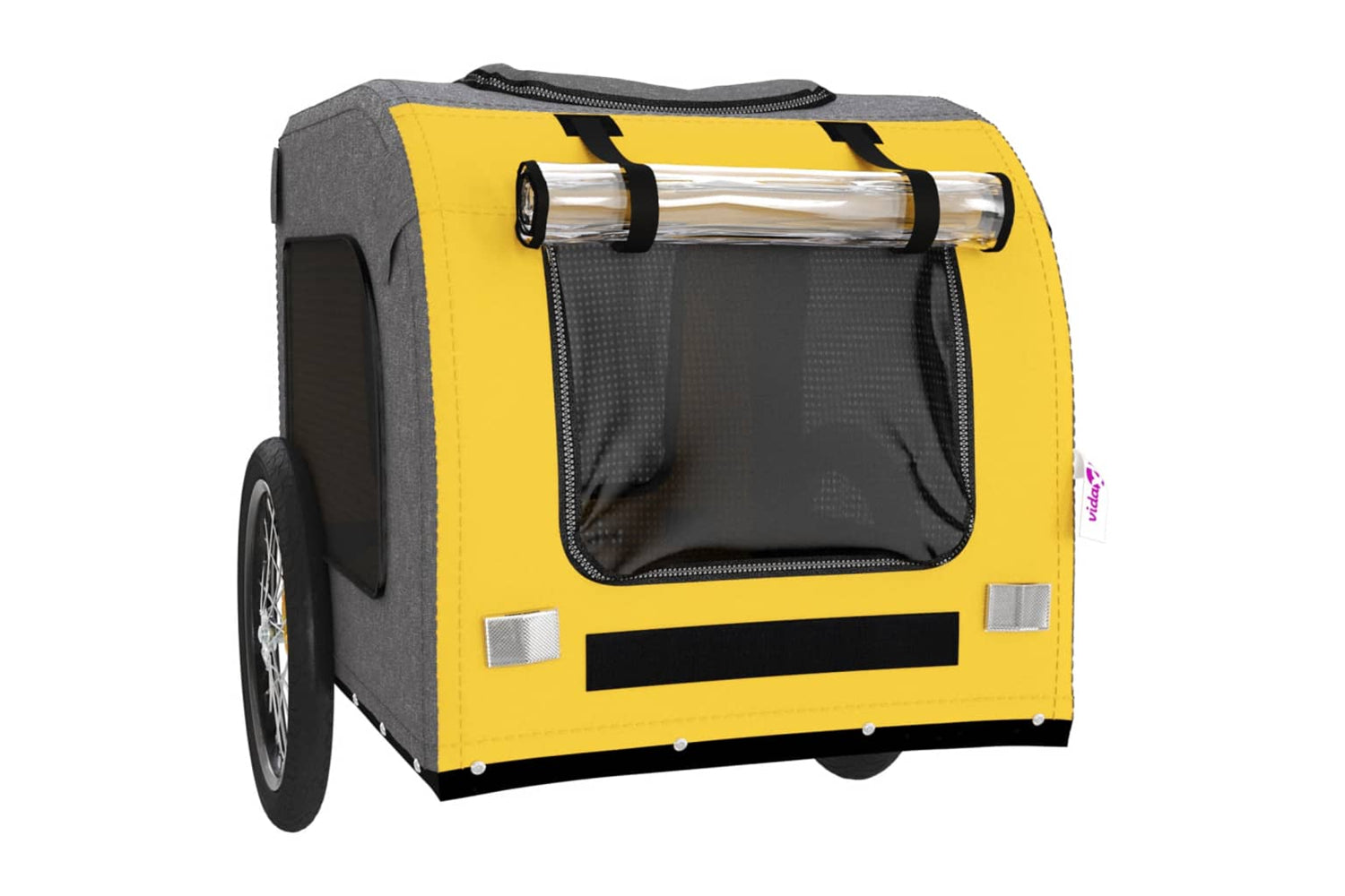 Vidaxl 93840 Pet Bike Trailer Yellow And Grey Oxford Fabric&iron-4