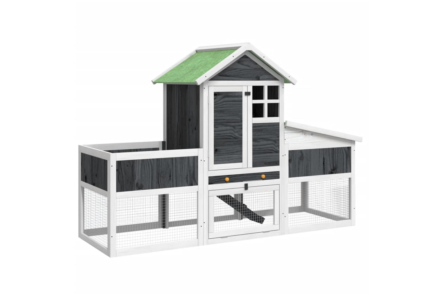 vidaXL 172293 Rabbit Hutch Grey 170x63x113cm Solid Wood Pine