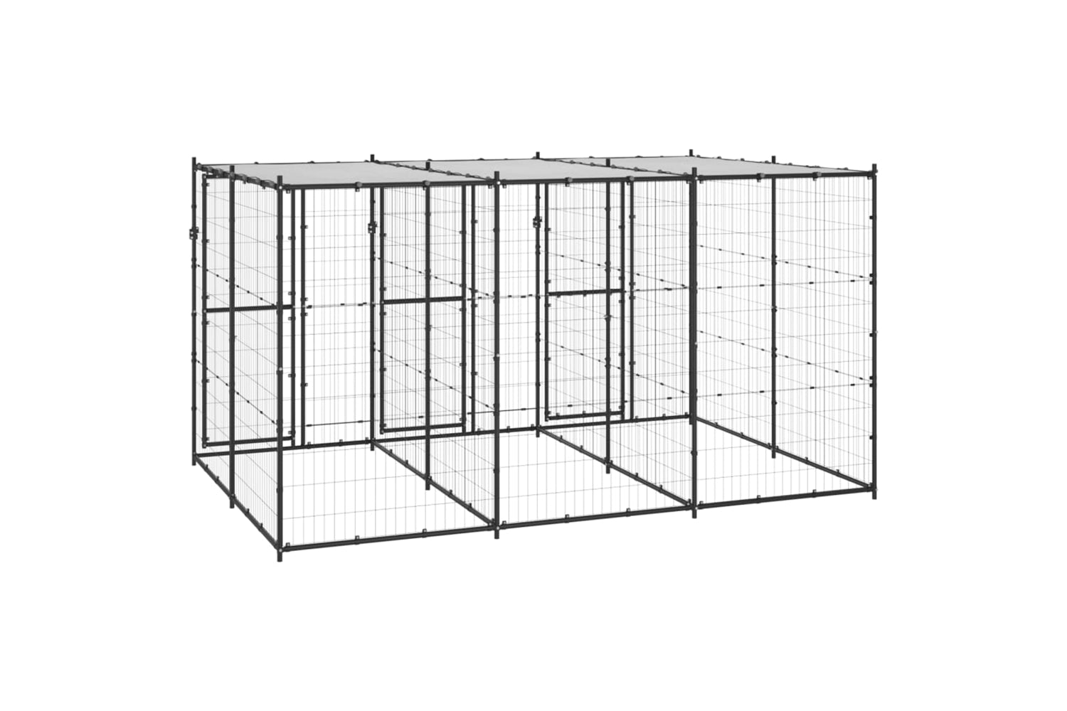 Vidaxl 3082250 Outdoor Dog Kennel Steel With Roof 7.26 M2-4