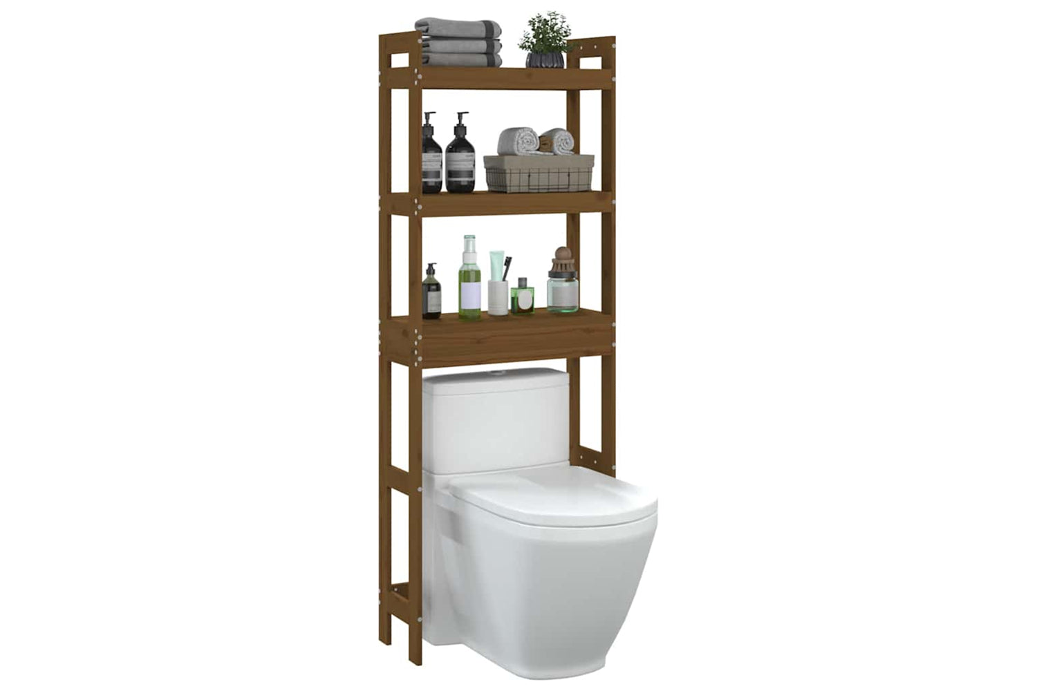 vidaXL 824661 Toilet Rack Honey Brown 63x26x171cm Solid Wood Pine-3