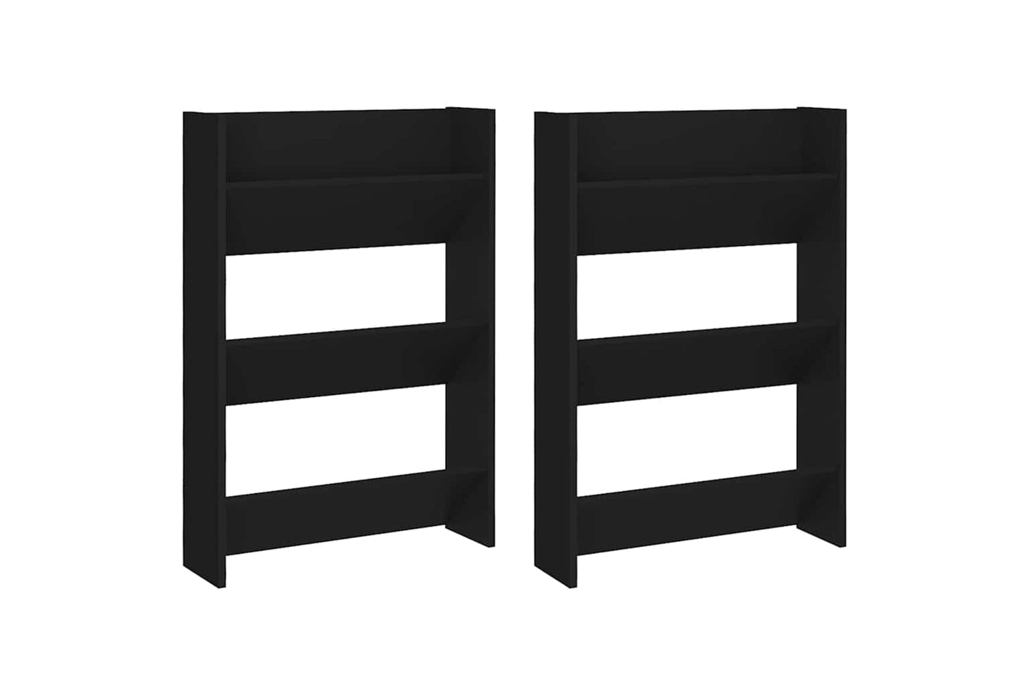 vidaXL 806762 Wall Shoe Cabinets 2 Pcs Black 60x18x90cm Engineered Wood