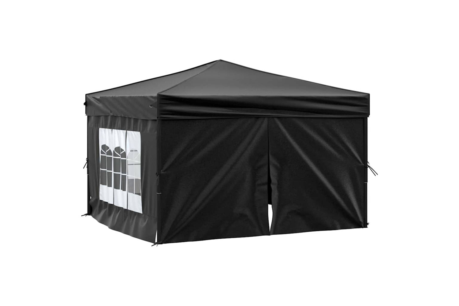 Vidaxl 93525 Folding Party Tent With Sidewalls Black 3x3 M