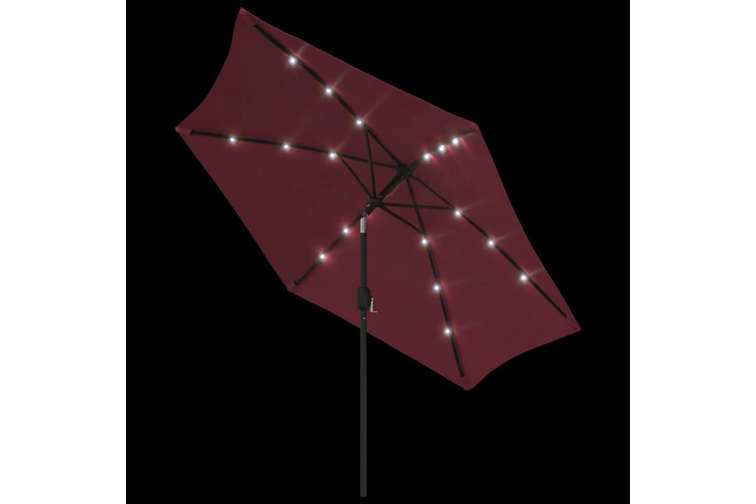vidaXL 313756 Outdoor Parasol With Led Lights And Steel Pole 300cm Bordeaux Red-4