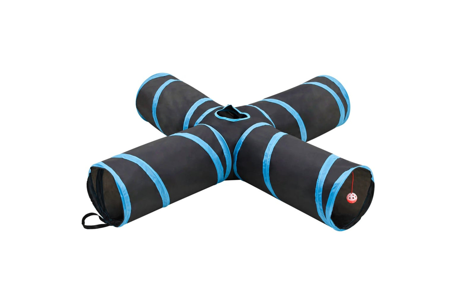 vidaXL 172183 Cat Tunnel 4-way Black And Blue 132cm Polyester-2