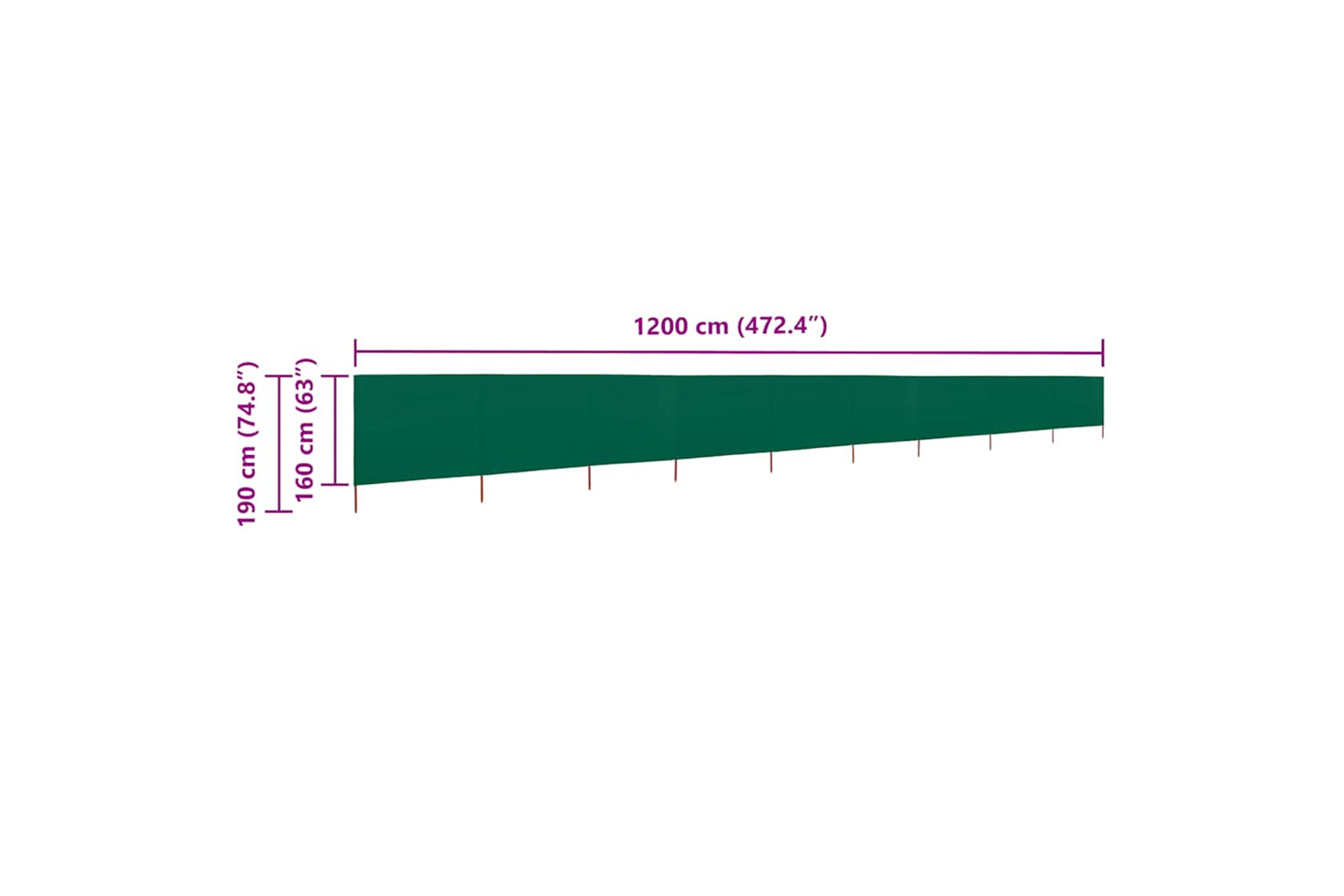 vidaXL 47199 9-panel Wind Screen Fabric 1200x160cm Green-6