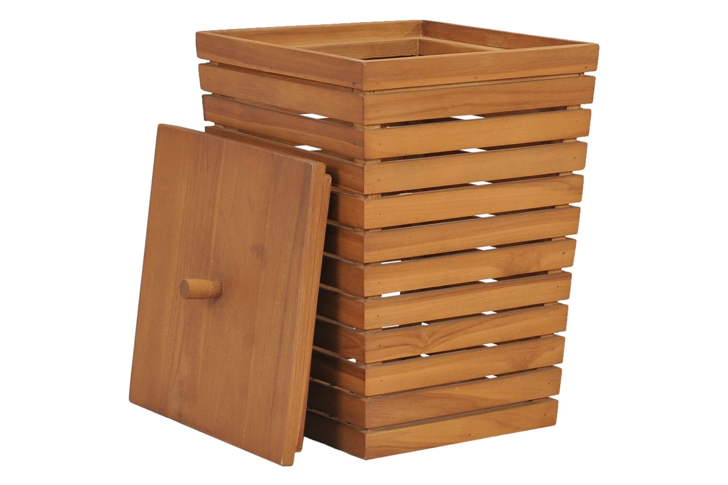 vidaXL 289074 Laundry Basket 30x30x45cm Solid Teak Wood-3