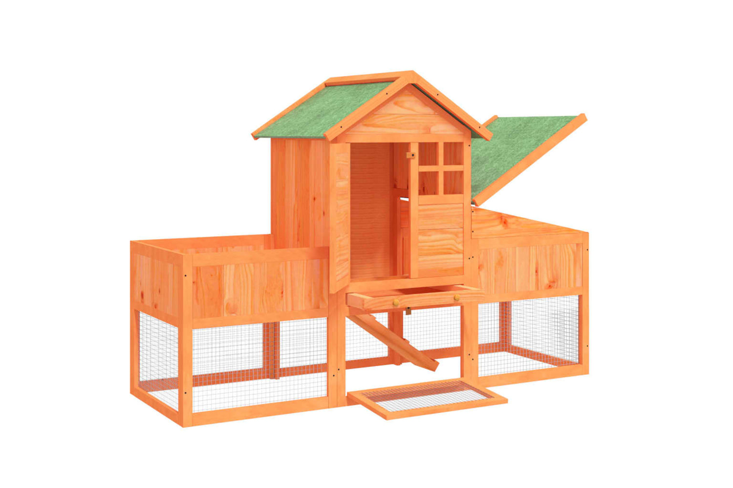 vidaXL 172292 Rabbit Hutch Brown 170x63x113cm Solid Wood Pine-4