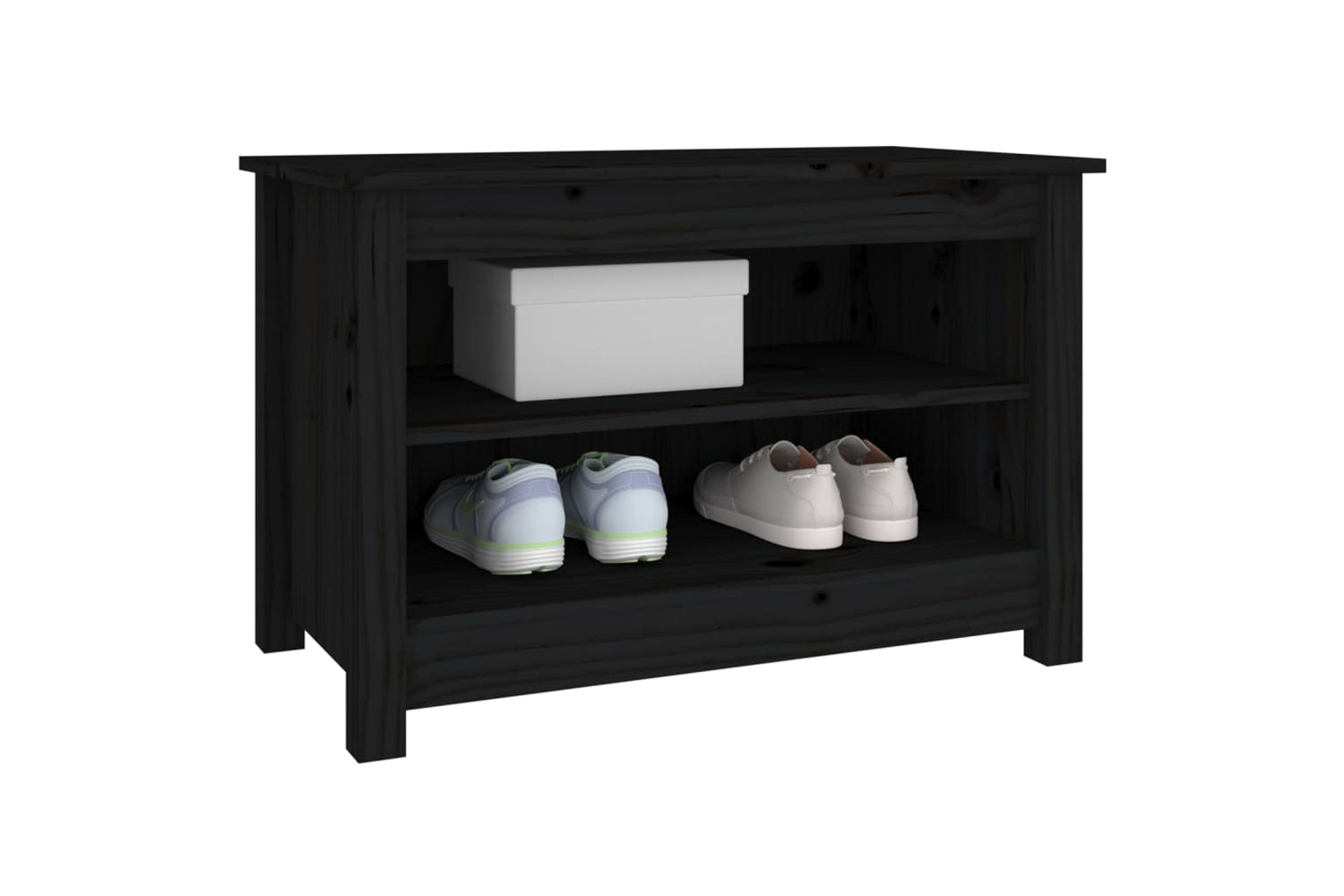 vidaXL 813773 Shoe Bench Black 70x38x45.5cm Solid Wood Pine-4