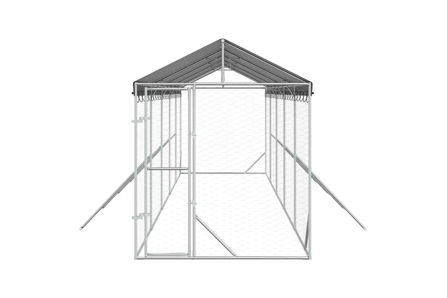 Vidaxl 3190484 Outdoor Dog Kennel With Roof Silver 2x10x2.5 M Galvanised Steel-3
