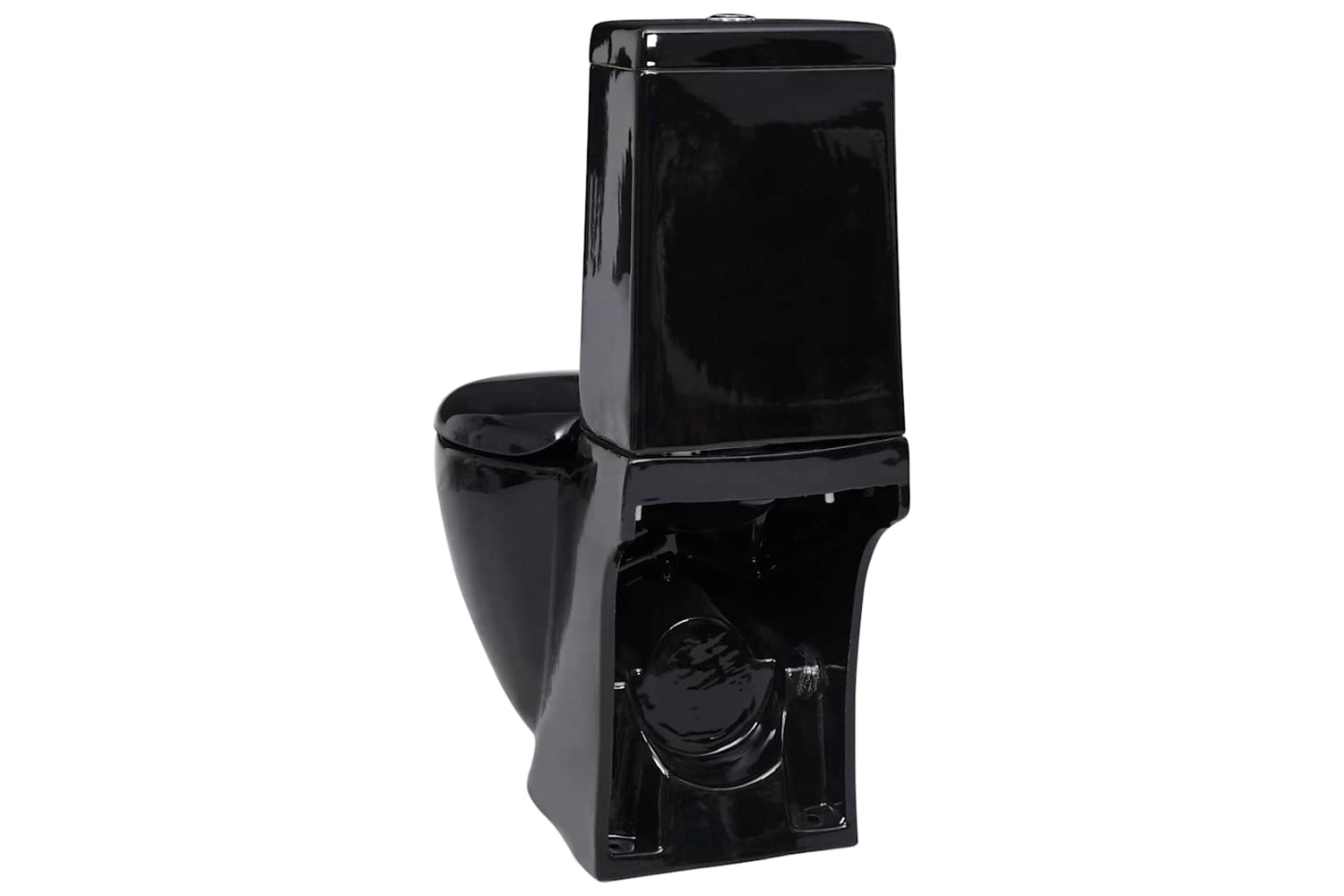 vidaXL 3059889 Bottom Water Flow WC Ceramic Round Toilet | Black-5