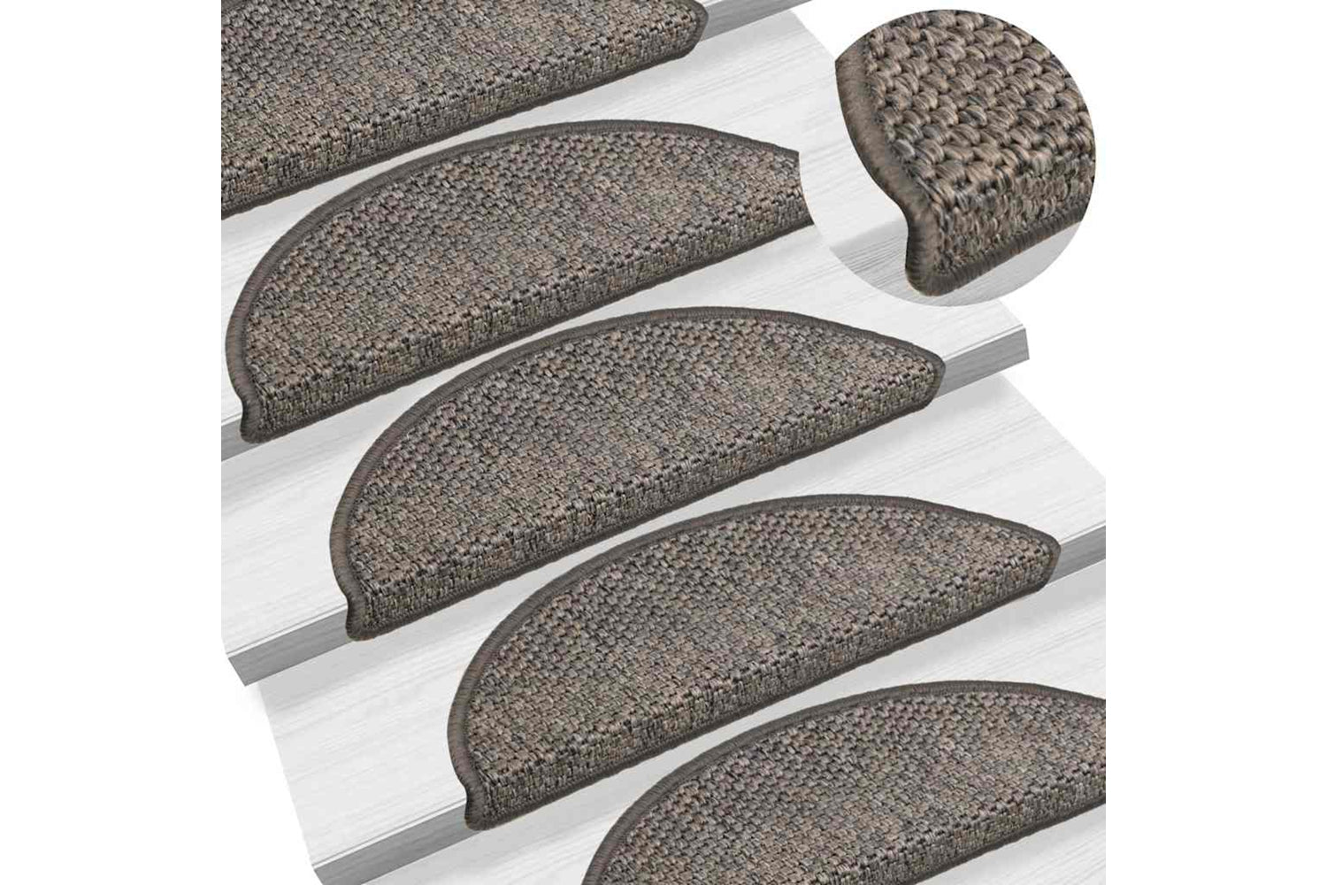 Vidaxl Stair Mats Self-adhesive Sisal-look 15 Pcs 56x17x3 Cm Brown Beige-6