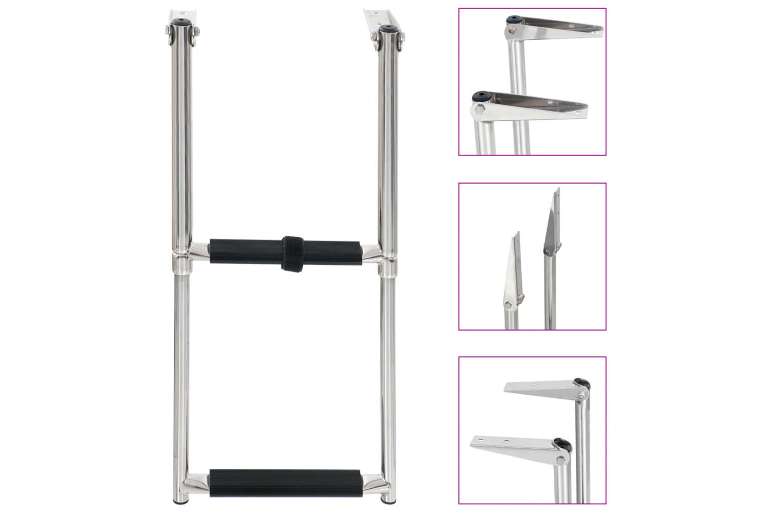 Vidaxl 92373 Folding Boarding Ladder 2-step Stainless Steel-2
