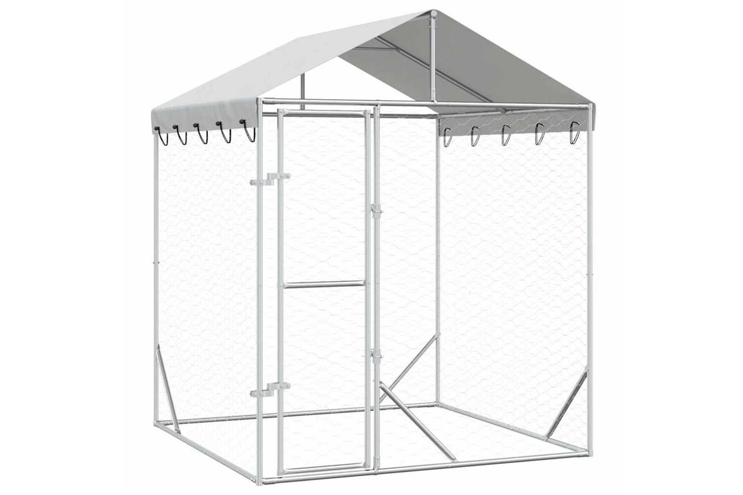 Vidaxl Outdoor Dog Kennel With Roof Silver 2x2x2.5 M Galvanised Steel