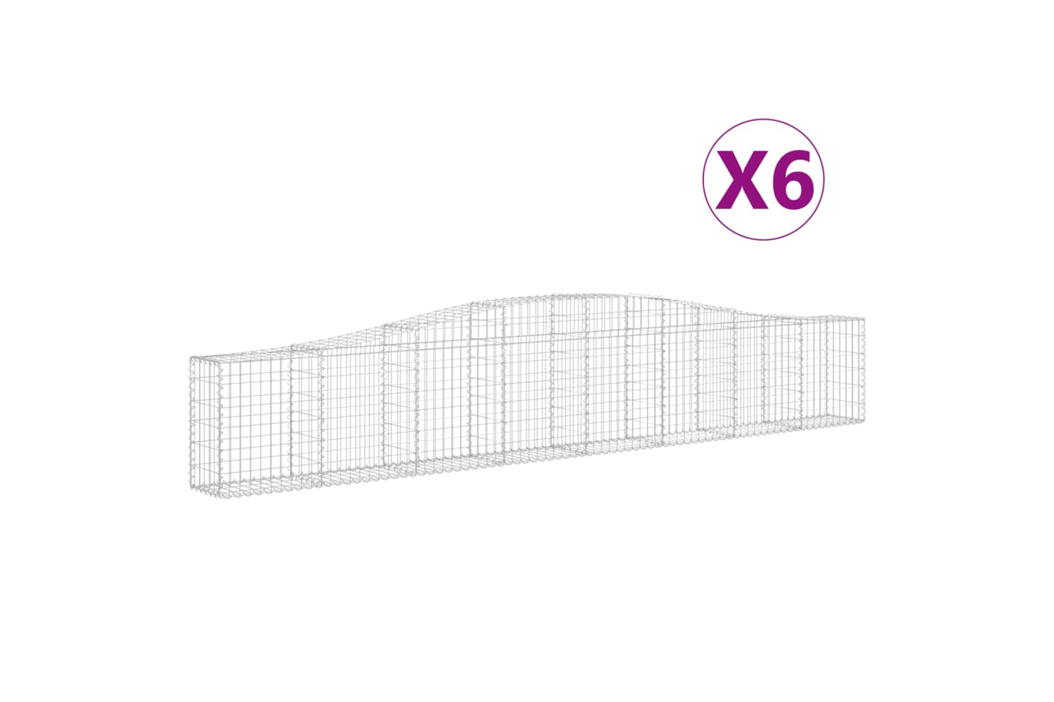 vidaXL 3145804 Arched Gabion Baskets 6 Pcs 400x30x60/80cm Galvanised Iron