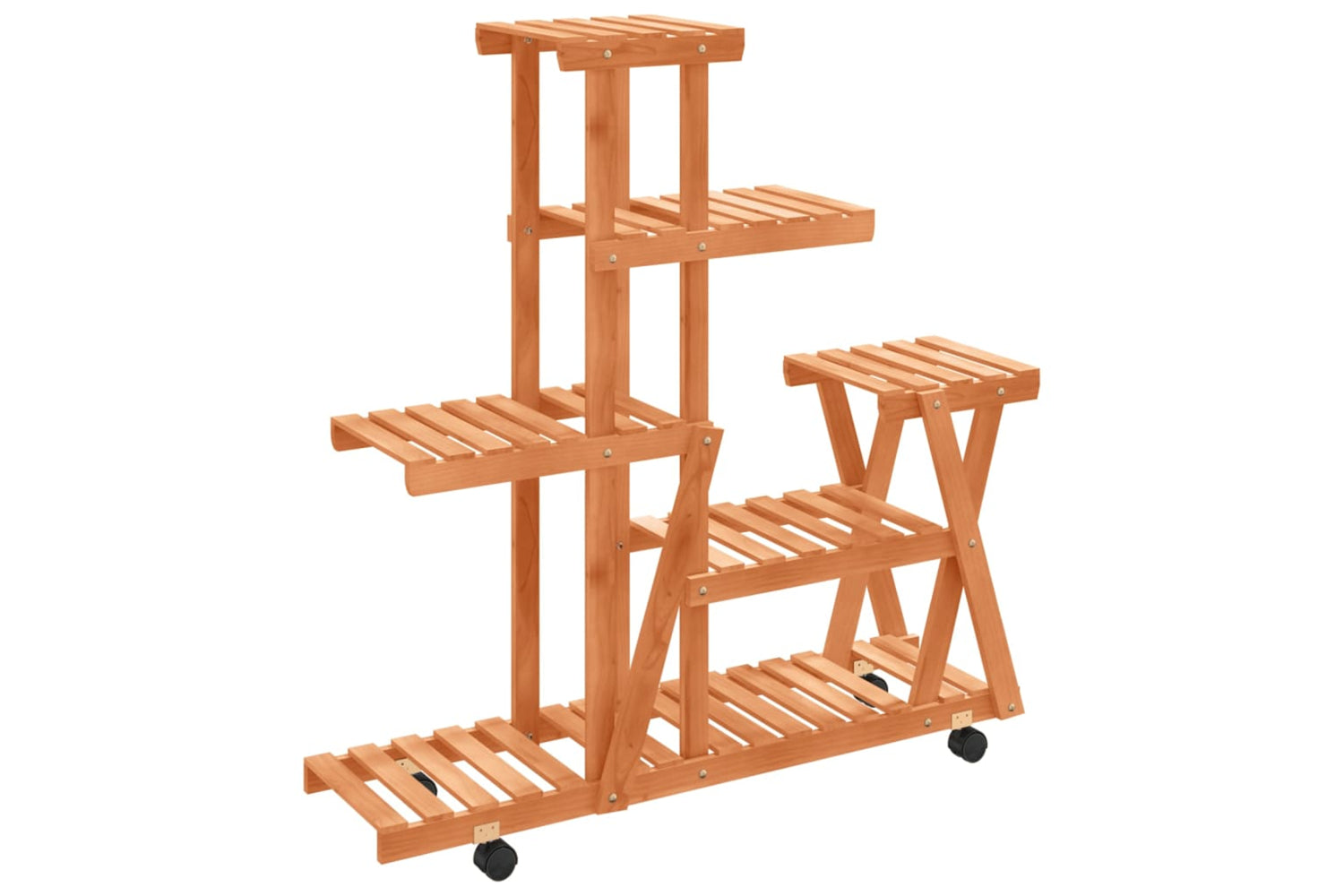 vidaXL 362882 Flower Stand With Wheels 95x25x101cm Solid Wood Fir