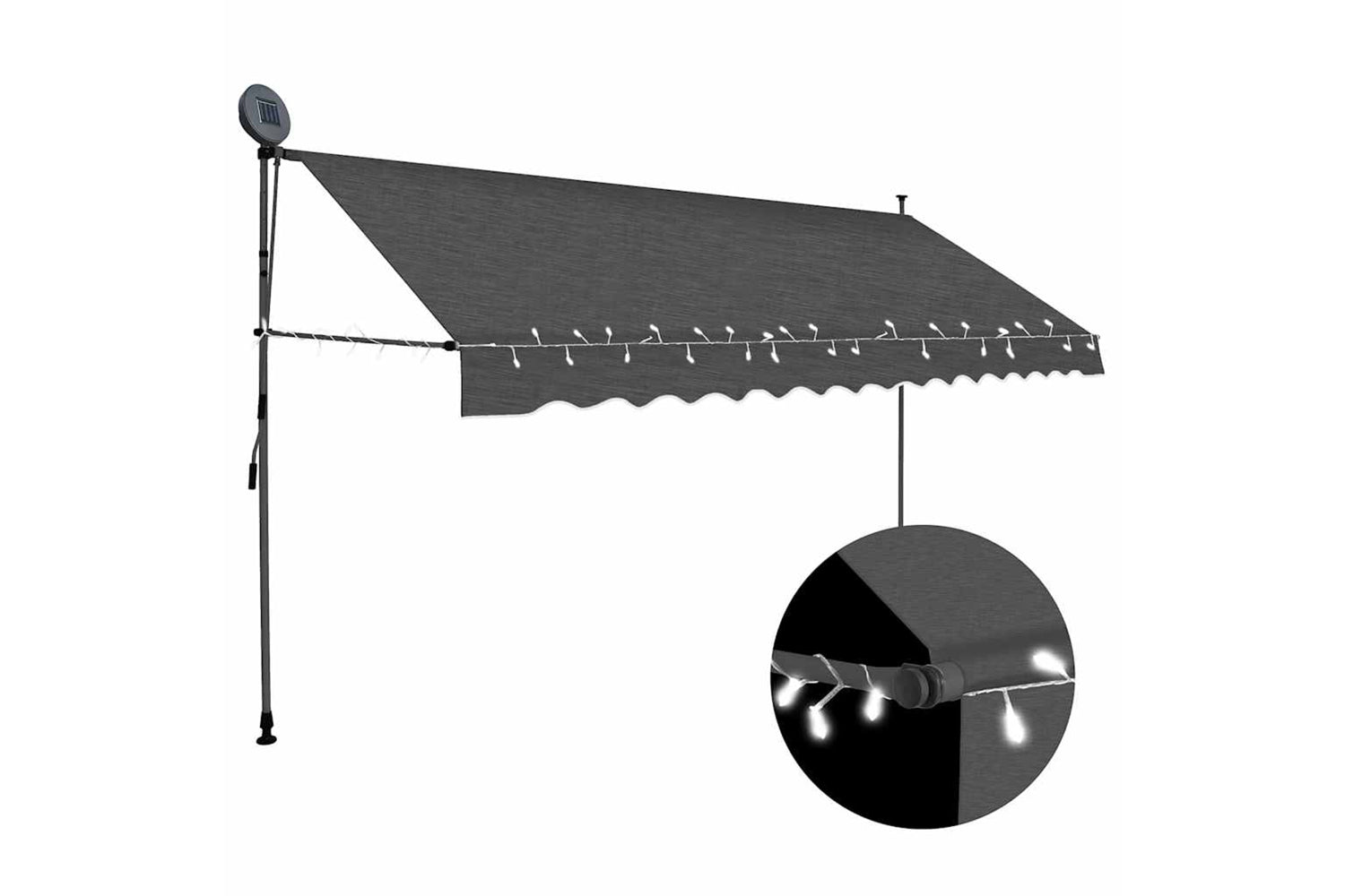 vidaXL 145867 Manual Retractable Awning With Led 350cm Anthracite