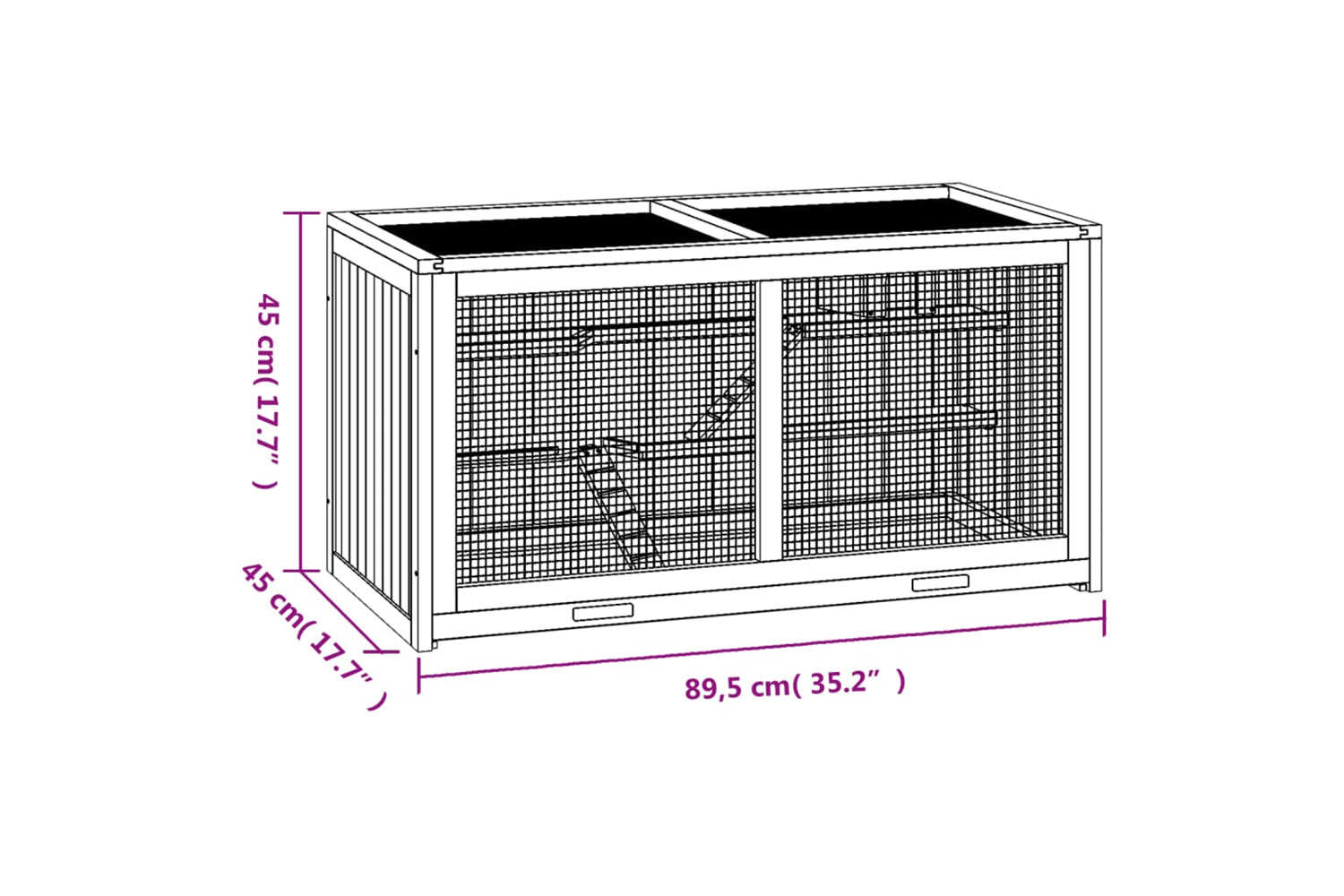 vidaXL 172381 Hamster Cage 89.5x45x45cm Solid Wood Fir-9
