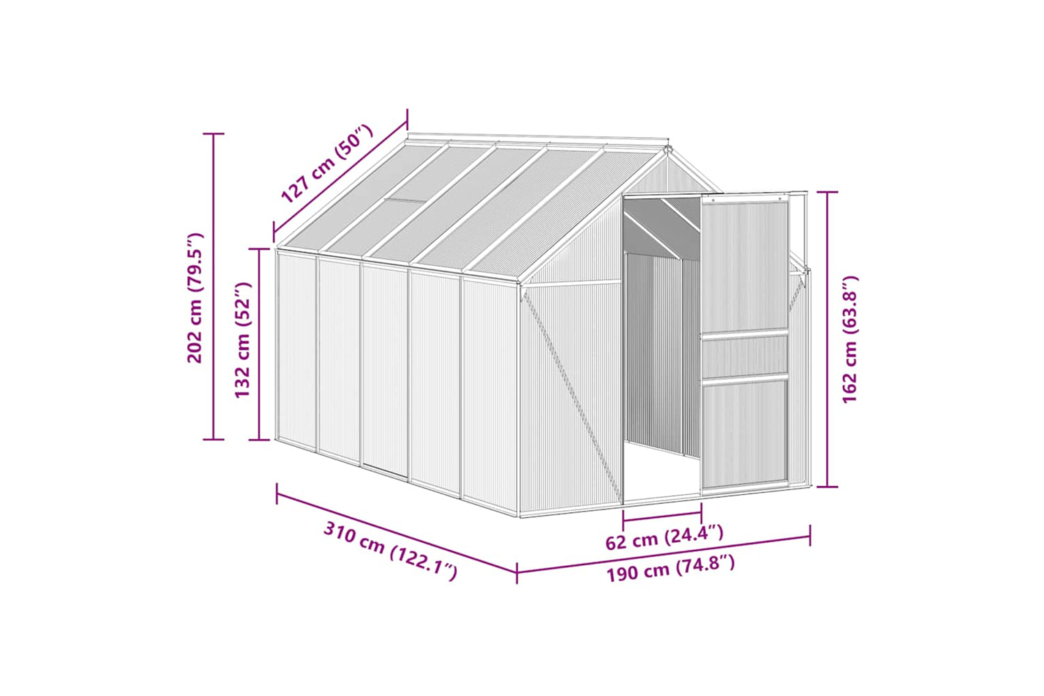 Vidaxl 48217 Greenhouse With Base Frame Anthracite Aluminium 5.89 Mâ²-7