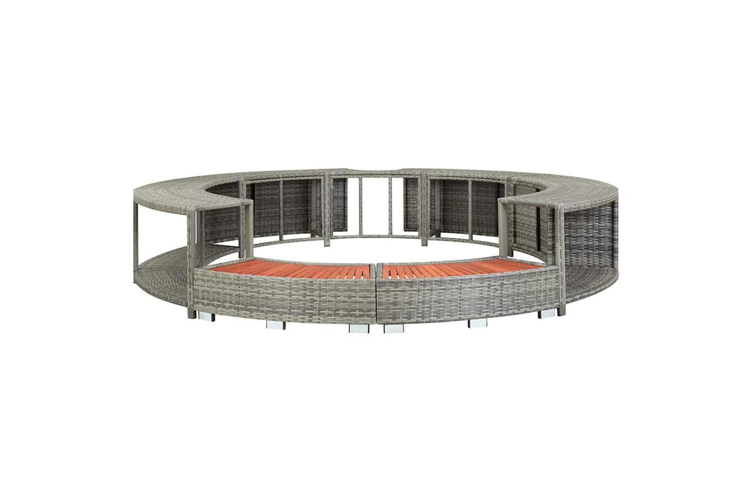Vidaxl Hot Tub Surround Grey Poly Rattan-4