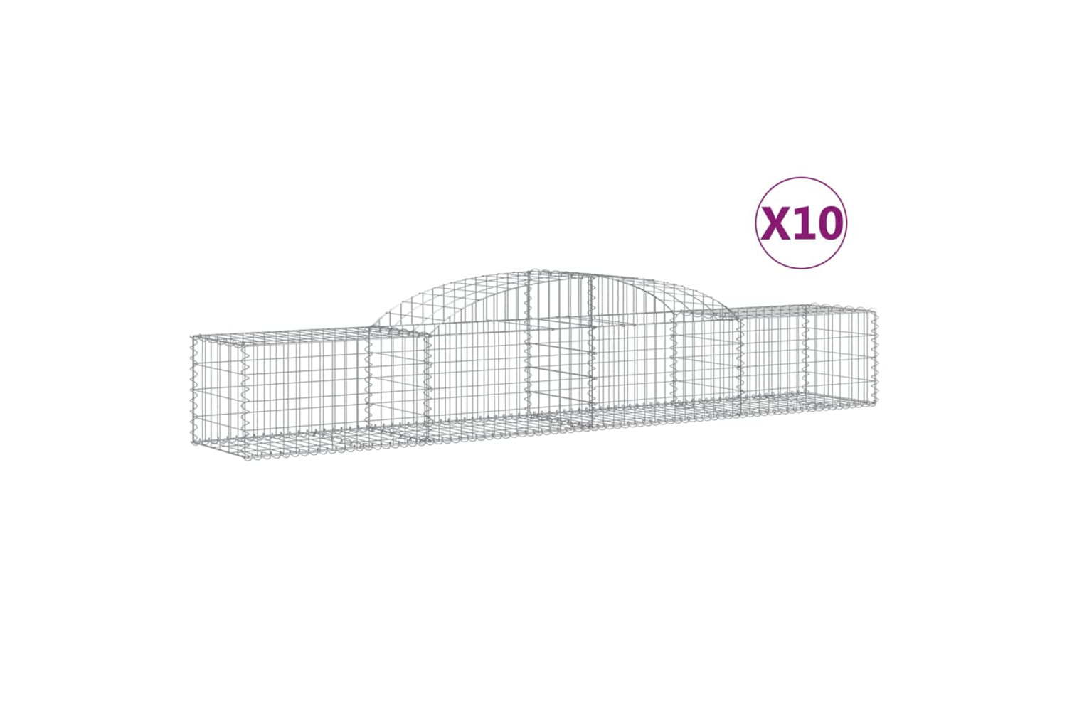 vidaXL 3146655 Arched Gabion Baskets 10 Pcs 300x50x40/60cm Galvanised Iron