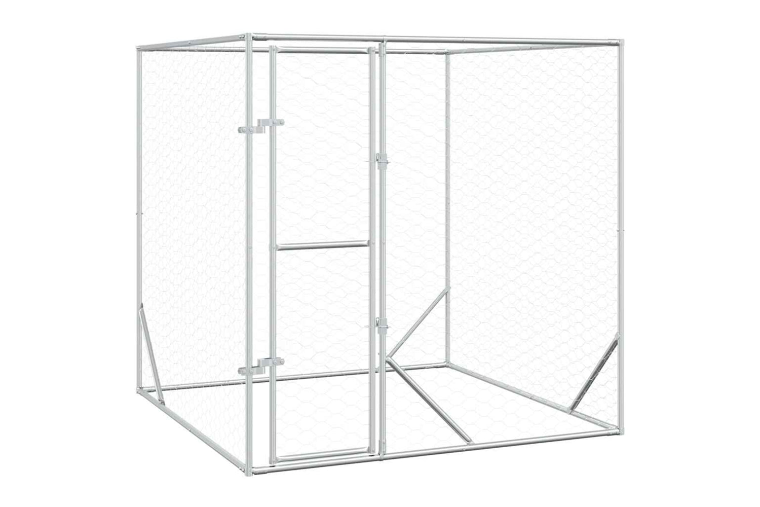 Vidaxl Outdoor Dog Kennel Silver 2x2x2 M Galvanised Steel