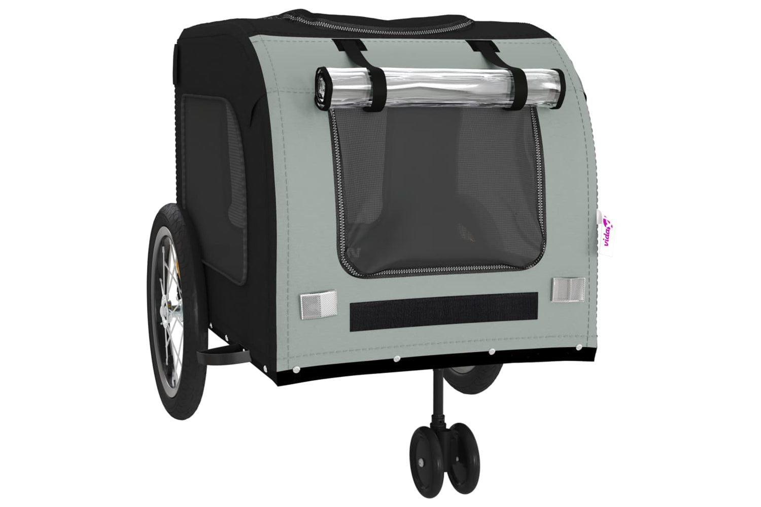 Vidaxl 93853 Pet Bike Trailer Black And Grey Oxford Fabric And Iron-4