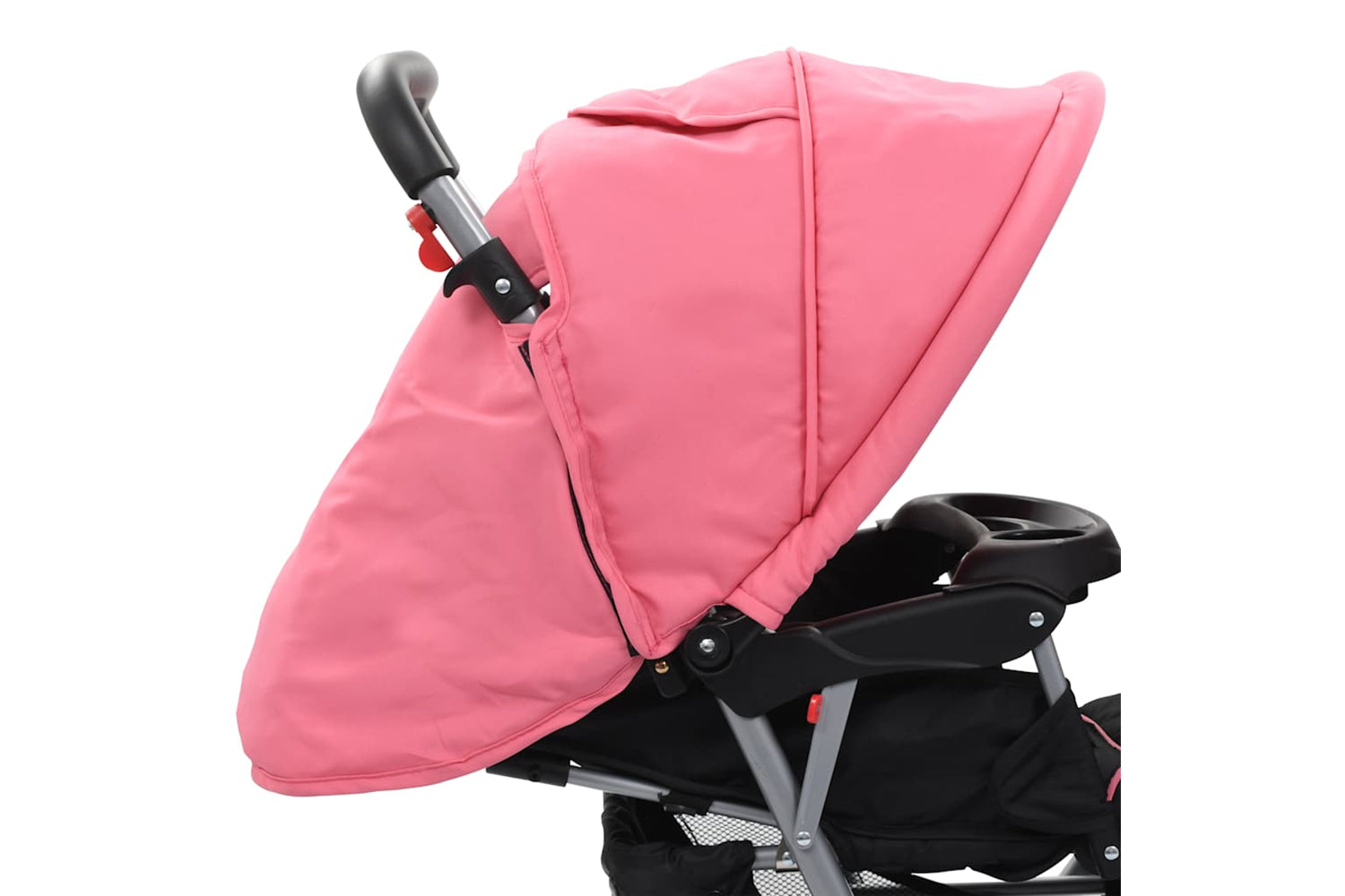 Vidaxl Tandem Stroller | Pink/Black Steel-6