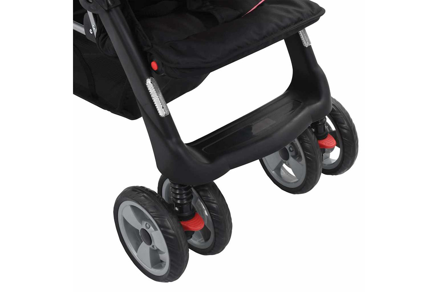 Vidaxl Tandem Stroller | Pink/Black Steel-9